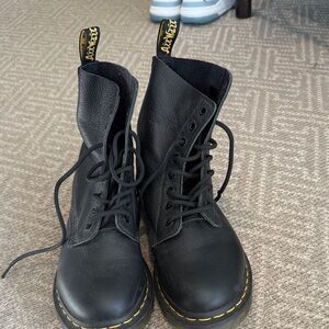 Dr. Martens Black Boots with Yellow Stitching